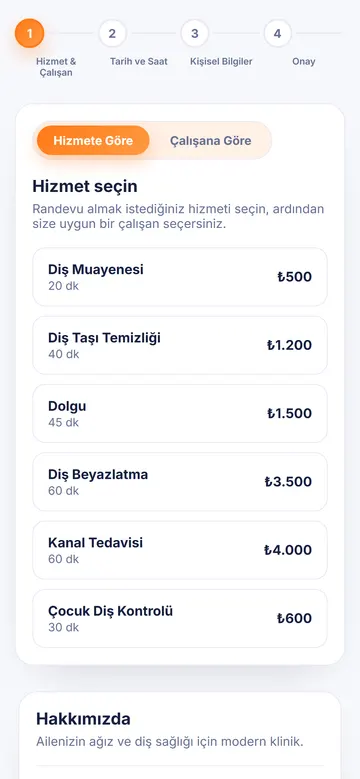 Müşterinin online randevu aldığı sayfa